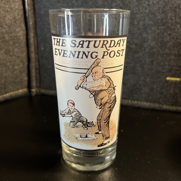 Norman Rockwell Other - Rare 1987 Norman Rockwell Saturday Evening Post Glass Gramps At The Plate Arby's